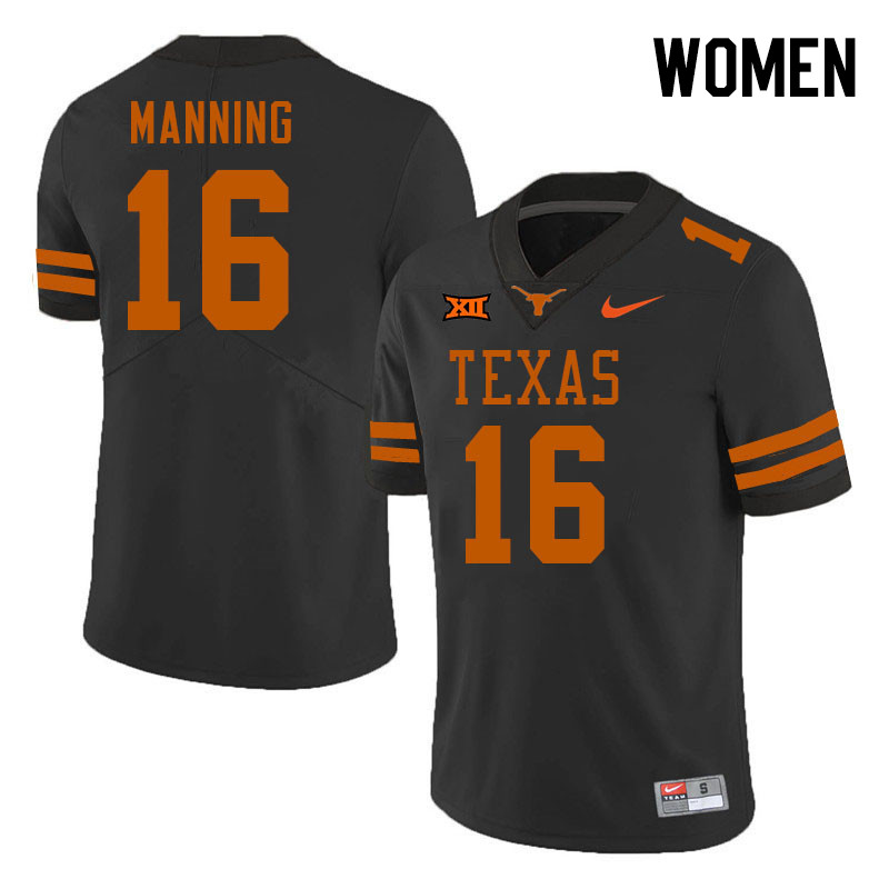 Women #16 Arch Manning Texas Longhorns 2023 College Football Jerseys Stitched-Black